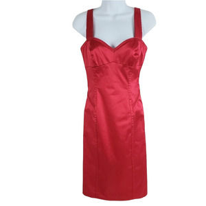 Bryan Bradley Cocktail Dress Sweetheart Neckline Fitted Wide Strap Red